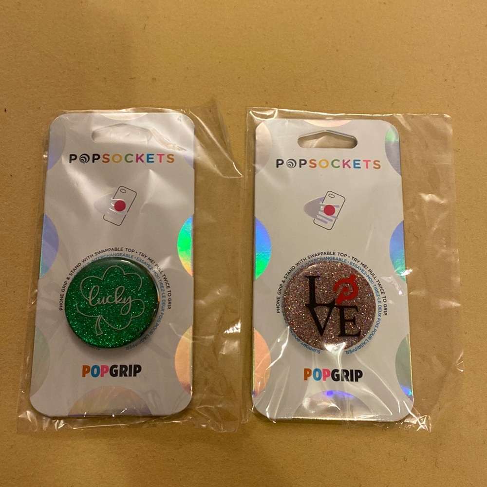 Popsocket bundle- 2 custom glitter swappable popsockets